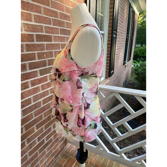 Sheer floral cascading Tier blouse  iZbyer Large - Picture 4 of 6